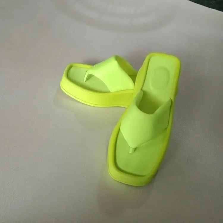Women's Teal Square Toe Thick Slipper Sandals