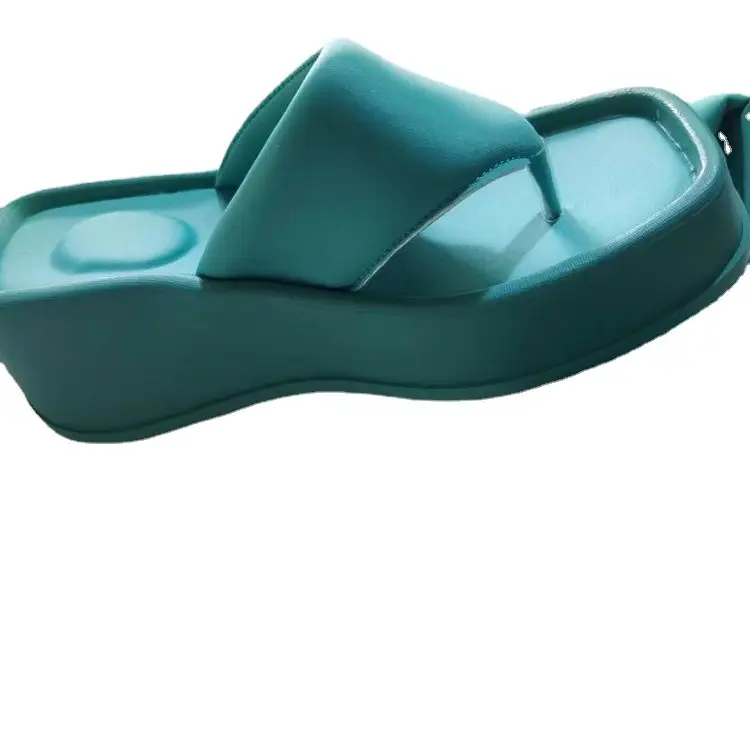 Women's Teal Square Toe Thick Slipper Sandals