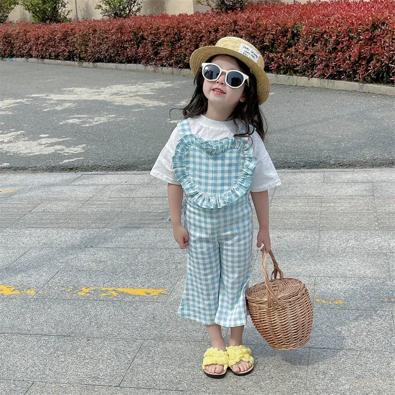 2023 Summer Girl Plaid Crop Pants Wooden Hat — feature 12