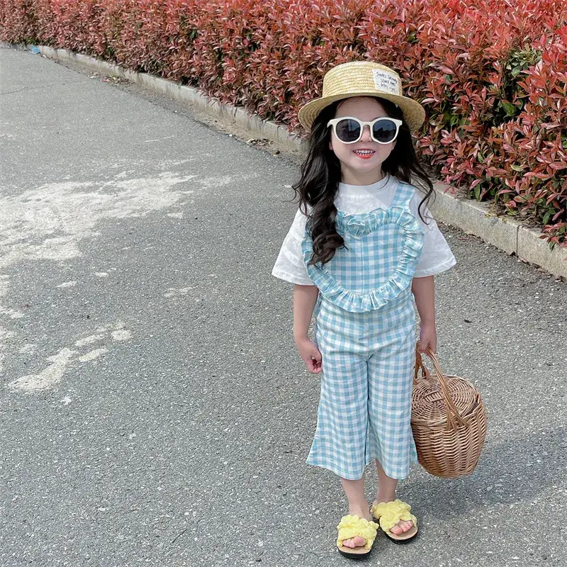 2023 Summer Girl Plaid Crop Pants Wooden Hat — feature 14