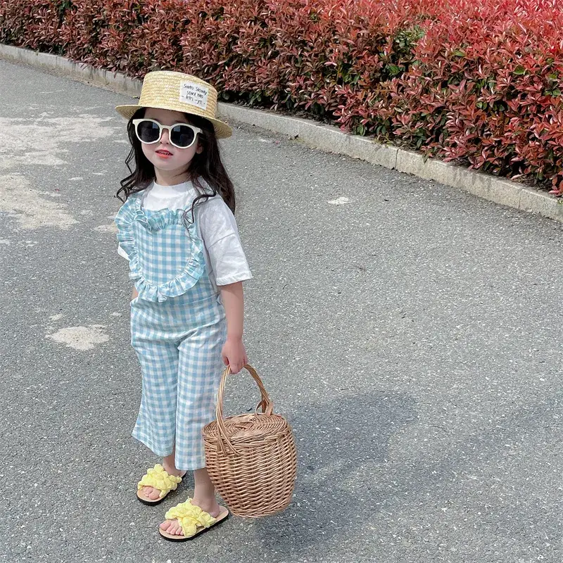 2023 Summer Girl Plaid Crop Pants Wooden Hat — feature 17