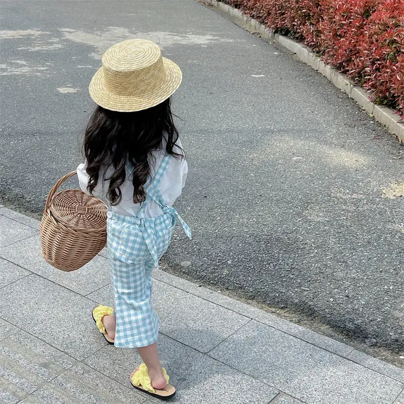 2023 Summer Girl Plaid Crop Pants Wooden Hat — feature 19