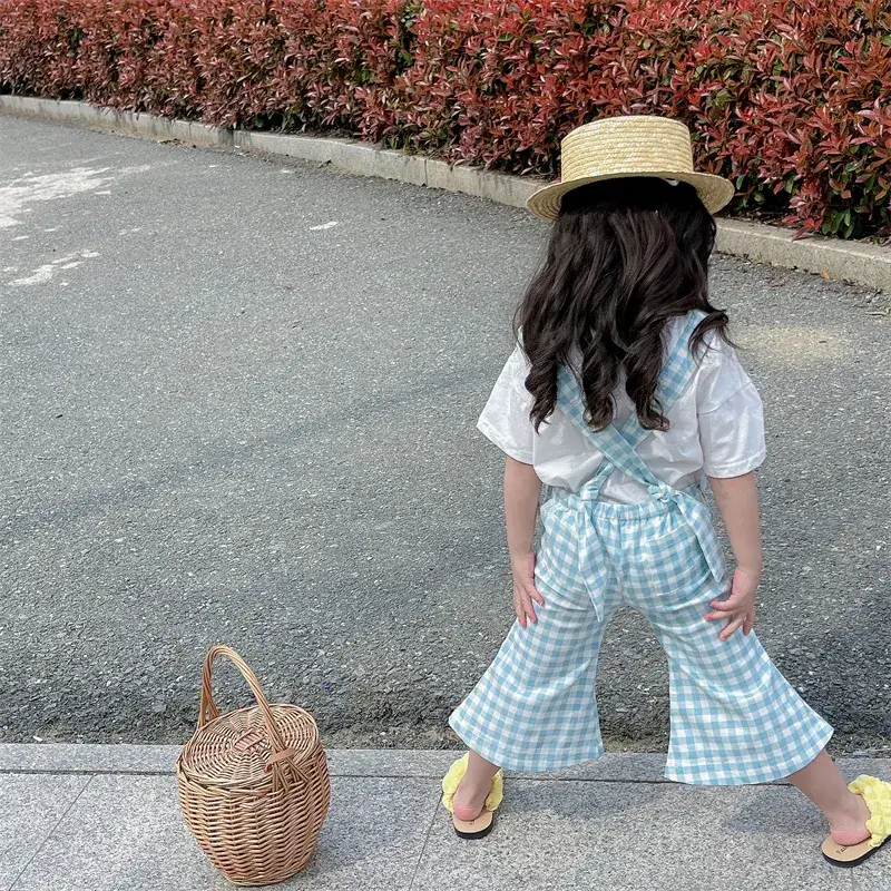 2023 Summer Girl Plaid Crop Pants Wooden Hat — feature 21