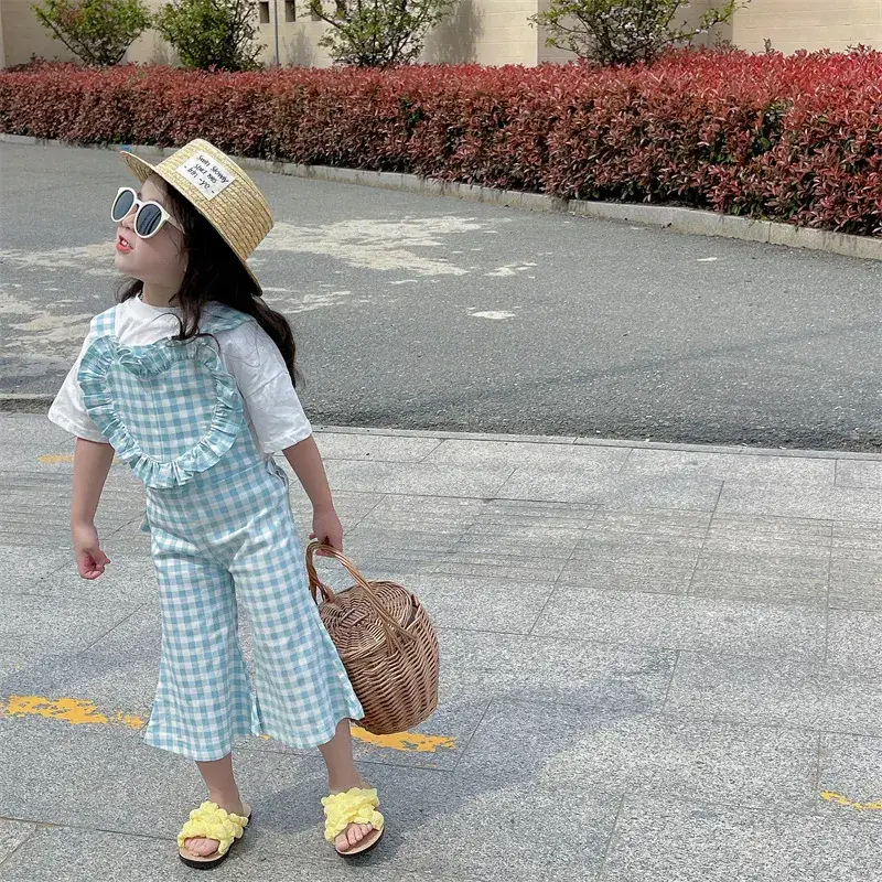 2023 Summer Girl Plaid Crop Pants Wooden Hat — feature 4