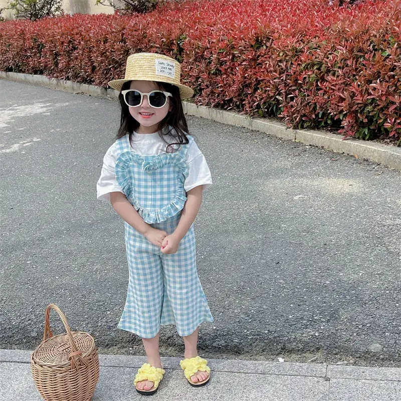 2023 Summer Girl Plaid Crop Pants Wooden Hat — feature 7