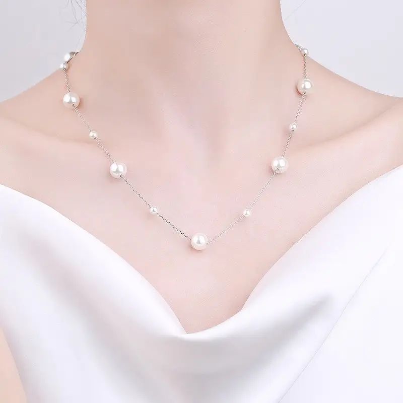 Gypsophila Pearl Necklace 18K Gold Minimalist Women - Image 2