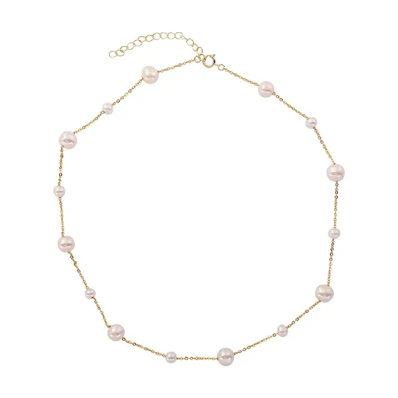 Gypsophila Pearl Necklace 18K Gold Minimalist Women - Image 5