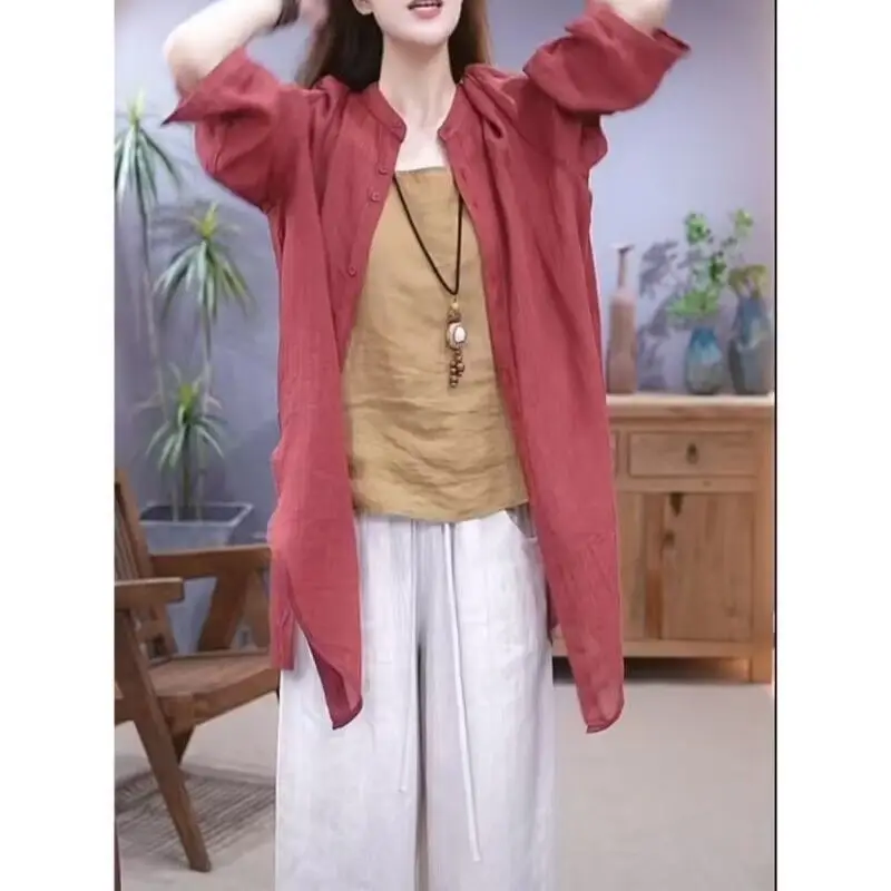 Women's Purple Long Sleeve Shirt with Hip Covering Outerwear Set — feature 5