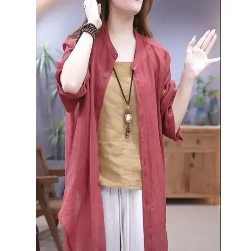 Women's Purple Long Sleeve Shirt with Hip Covering Outerwear Set