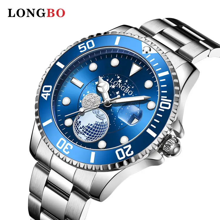 Longbo Men's Blue Star Watch Waterproof Solid Steel Band - Image 3