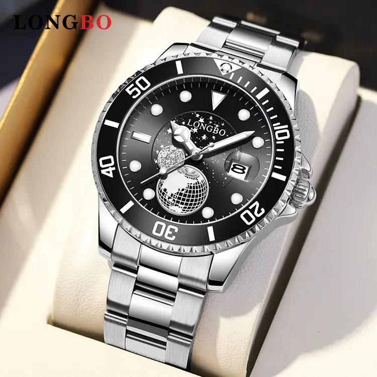 Longbo Men's Blue Star Watch Waterproof Solid Steel Band - Image 4