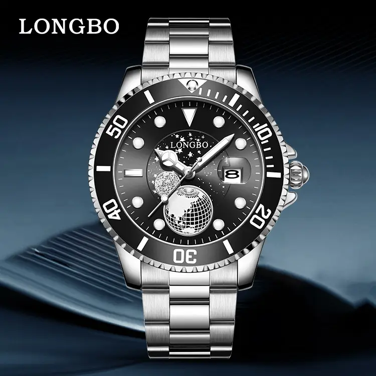 Longbo Men's Blue Star Watch Waterproof Solid Steel Band - Image 6