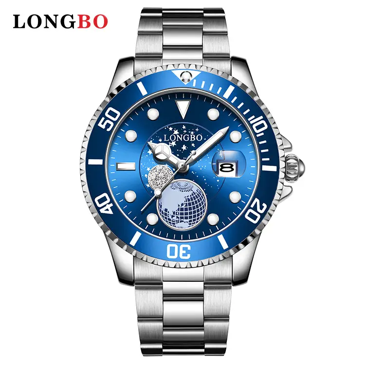 Longbo Men's Blue Star Watch Waterproof Solid Steel Band - Image 2