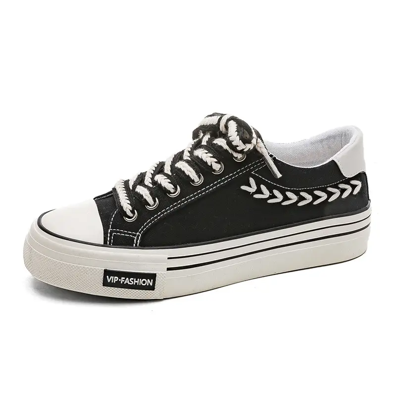 Spring Thick-Soled Heightening Canvas Shoes for Women Ins Retro Wheat Low-Top Shoes Preppy Style Cloth Shoes Sneakers Hd-102 - Image 7