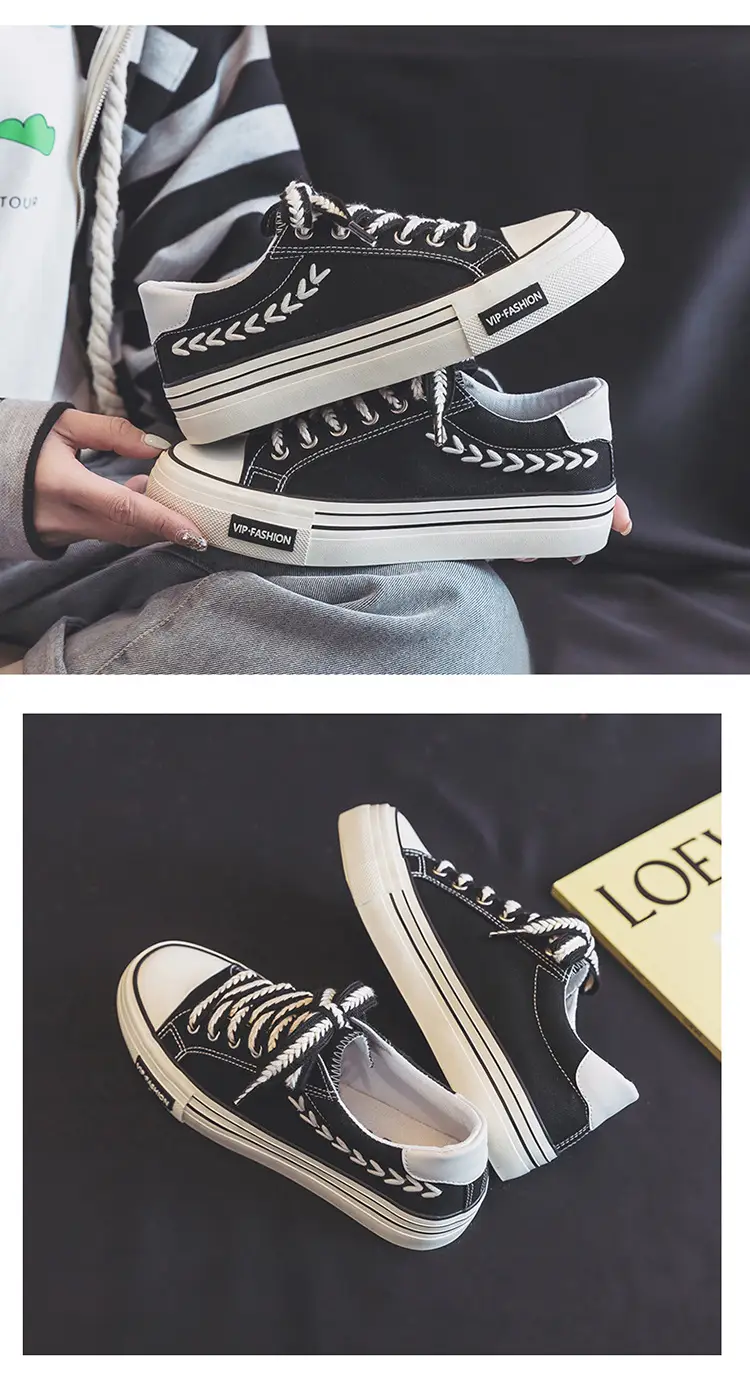 Spring Thick-Soled Heightening Canvas Shoes for Women Ins Retro Wheat Low-Top Shoes Preppy Style Cloth Shoes Sneakers Hd-102 — feature 10