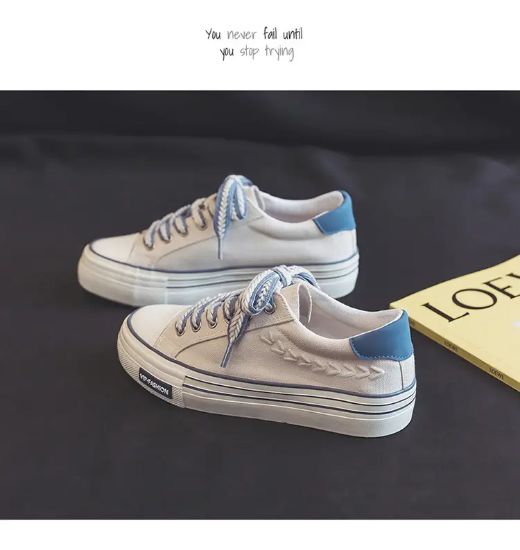 Spring Thick-Soled Heightening Canvas Shoes for Women Ins Retro Wheat Low-Top Shoes Preppy Style Cloth Shoes Sneakers Hd-102 — feature 12