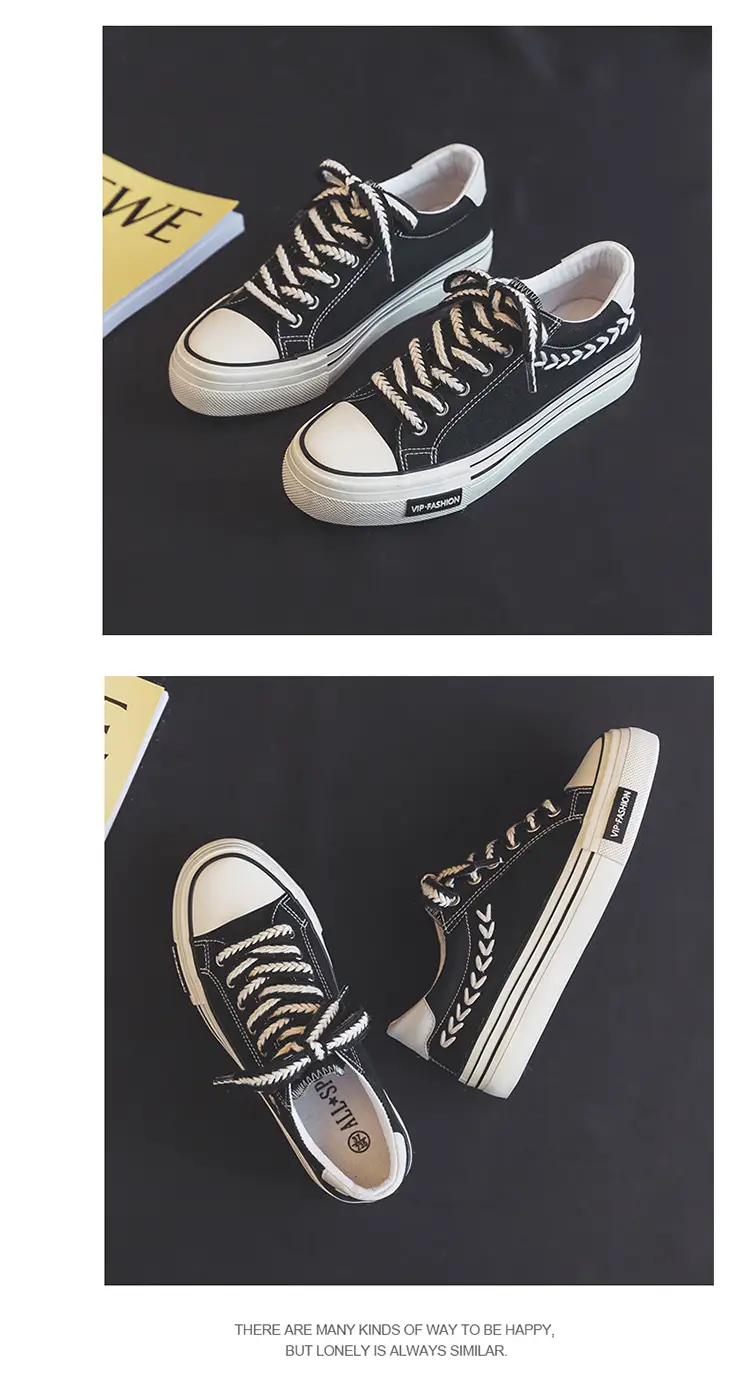 Spring Thick-Soled Heightening Canvas Shoes for Women Ins Retro Wheat Low-Top Shoes Preppy Style Cloth Shoes Sneakers Hd-102 — feature 9