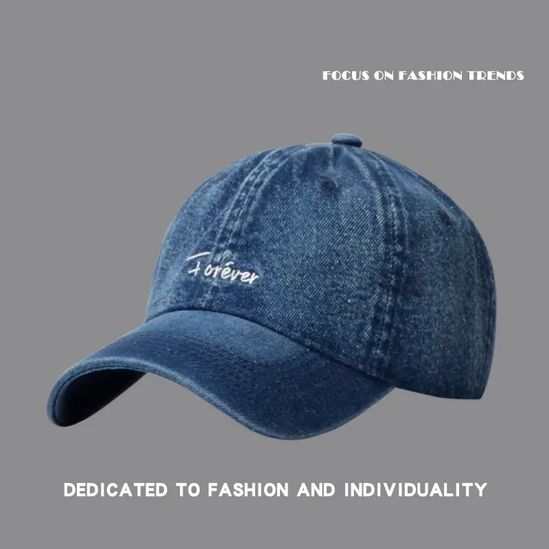 Men's Blue Denim Cowboy Cap with "Jesters" Embroidery — feature 1