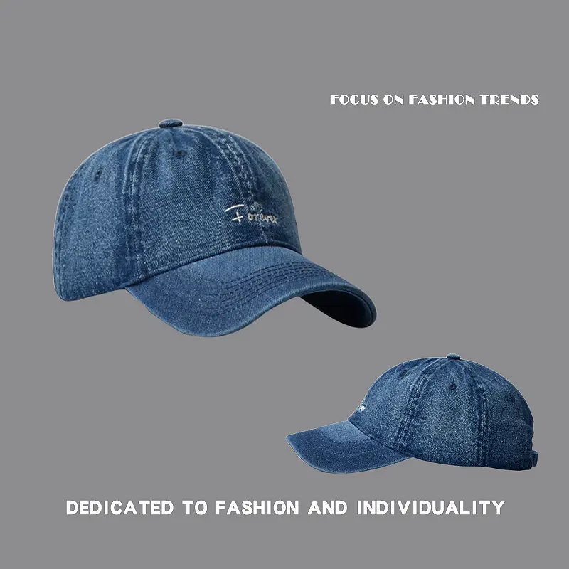 Men's Blue Denim Cowboy Cap with "Jesters" Embroidery — feature 2