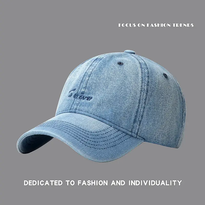 Men's Blue Denim Cowboy Cap with "Jesters" Embroidery — feature 3