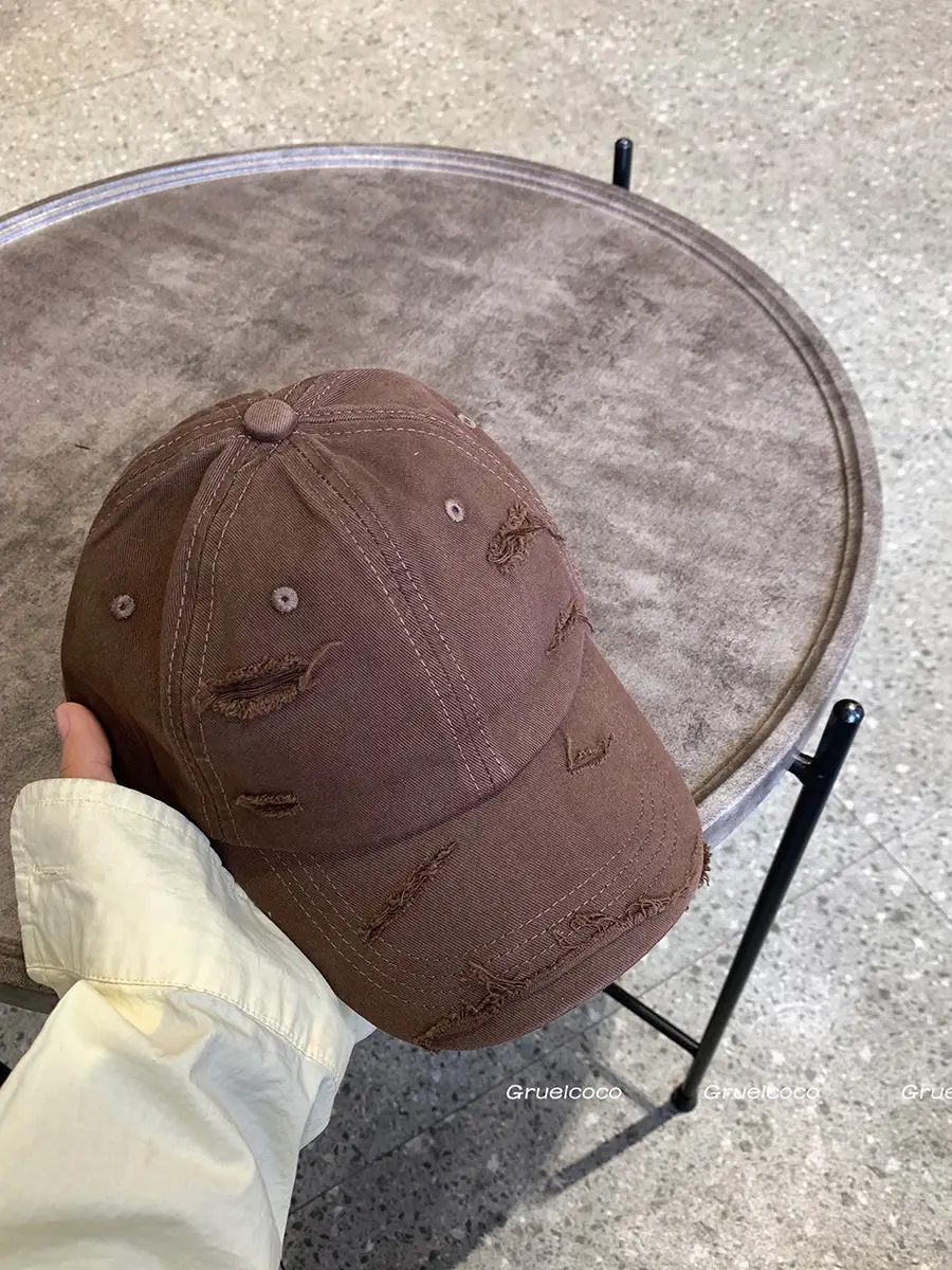 Vintage Distressed Ripped Hole Cap Women Spring Summer All-match - Image 2