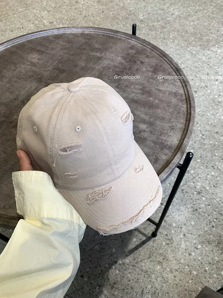 Vintage Distressed Ripped Hole Cap Women Spring Summer All-match - Image 4