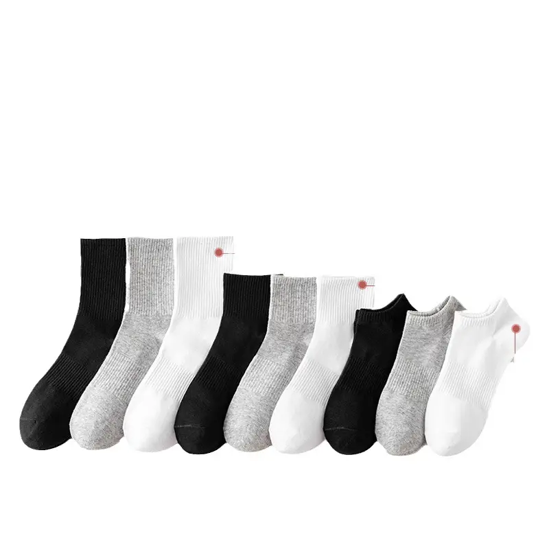 White Socks Men's Mid-Calf Socks Summer Thin Pure Cotton Deodorant Sweat-Absorbent Breathable Boys' Sports Socks Summer Socks