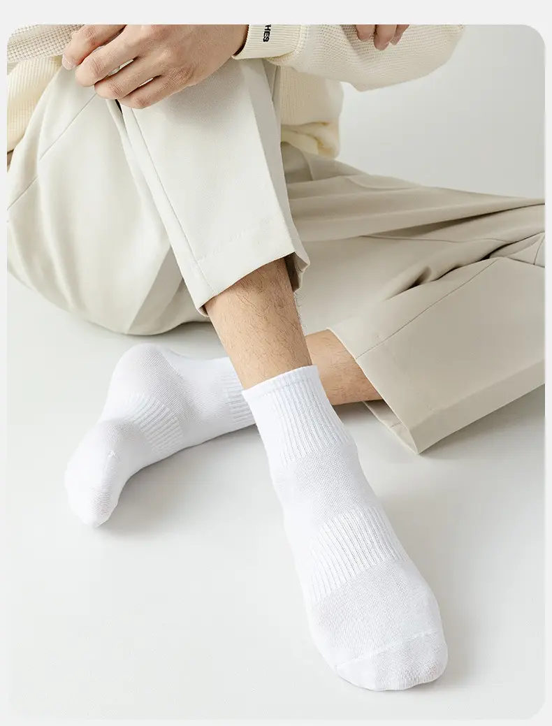 White Socks Men's Mid-Calf Socks Summer Thin Pure Cotton Deodorant Sweat-Absorbent Breathable Boys' Sports Socks Summer Socks — feature 23