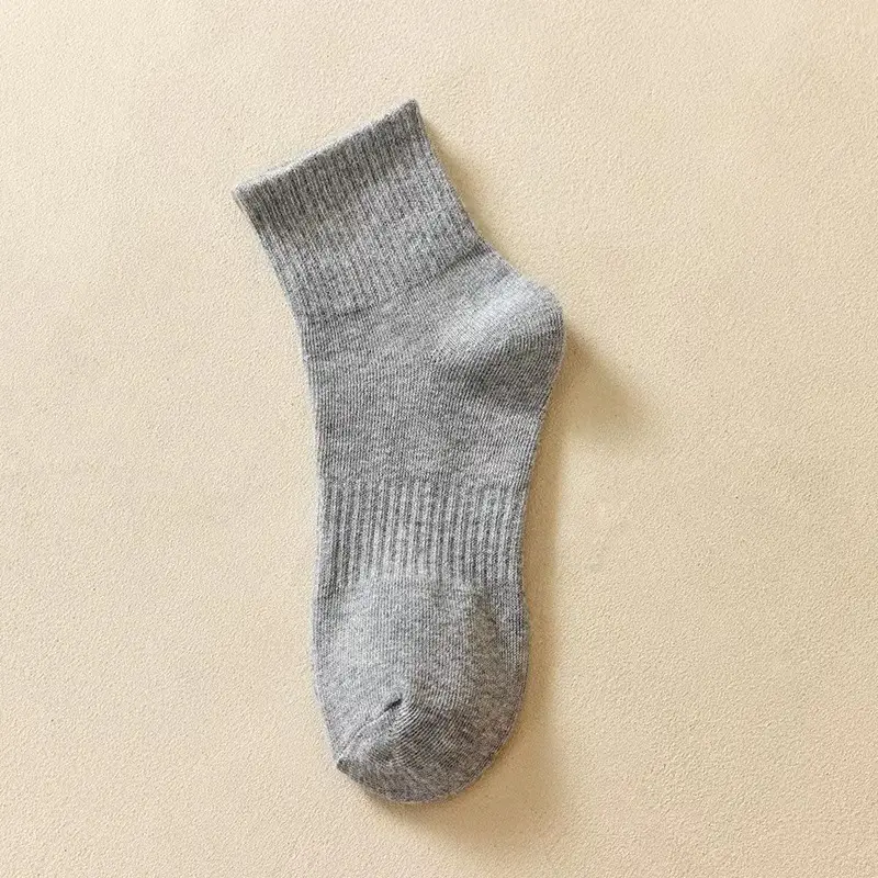 White Socks Men's Mid-Calf Socks Summer Thin Pure Cotton Deodorant Sweat-Absorbent Breathable Boys' Sports Socks Summer Socks