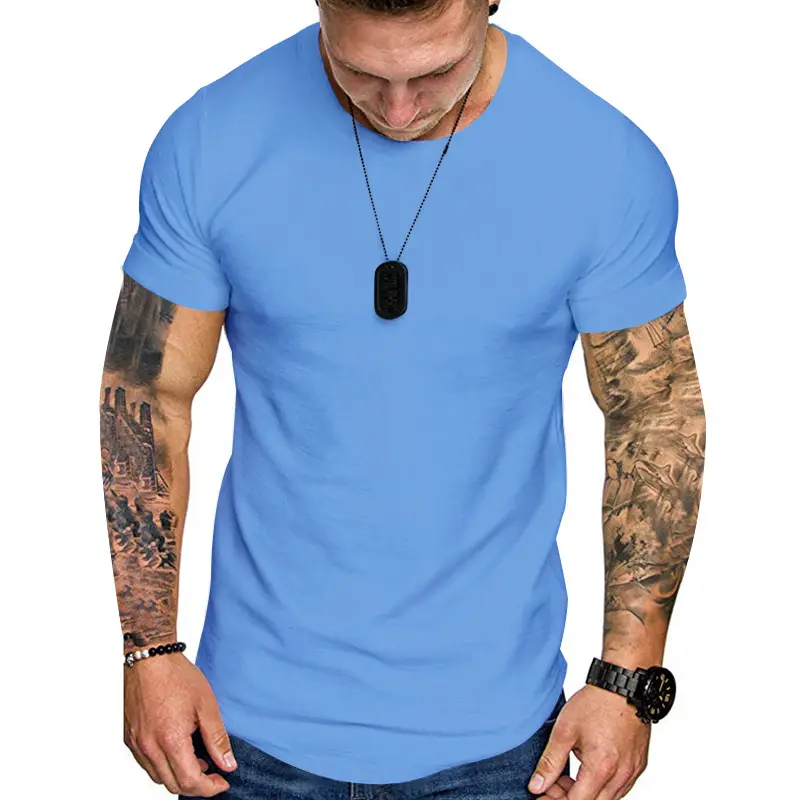 Men Grey Slim Fit T-Shirt Round Neck Short Sleeve - Image 10