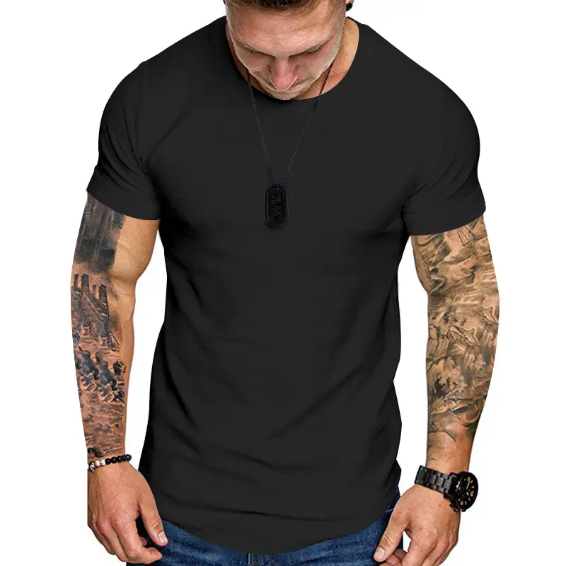 Men Grey Slim Fit T-Shirt Round Neck Short Sleeve — feature 10