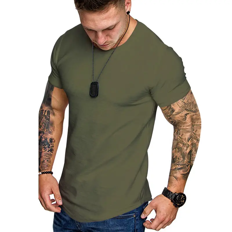 Men Grey Slim Fit T-Shirt Round Neck Short Sleeve — feature 12