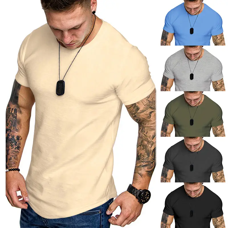 Men Grey Slim Fit T-Shirt Round Neck Short Sleeve — feature 5