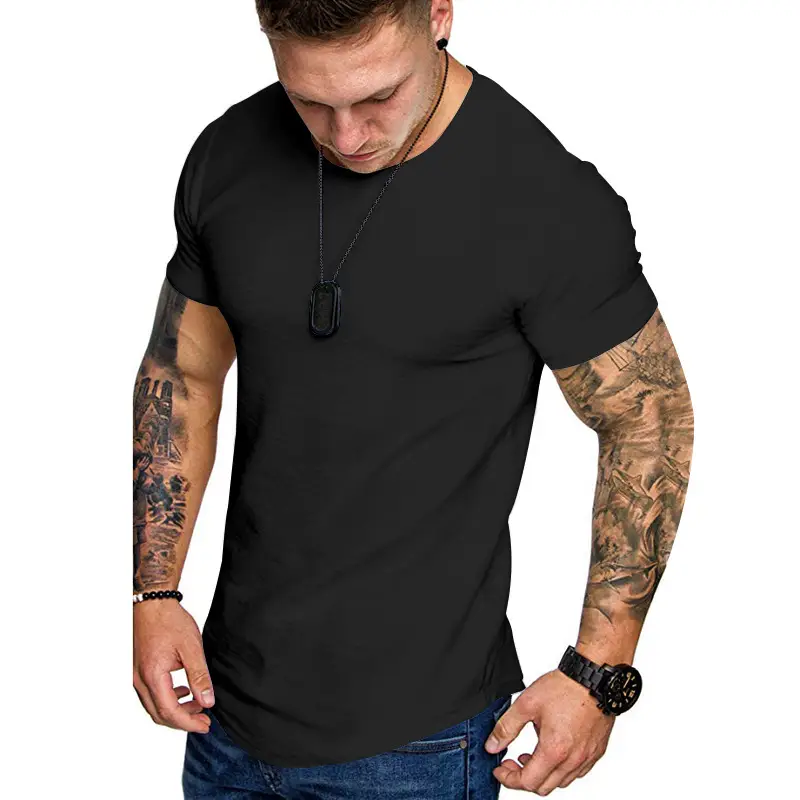 Men Grey Slim Fit T-Shirt Round Neck Short Sleeve - Image 3