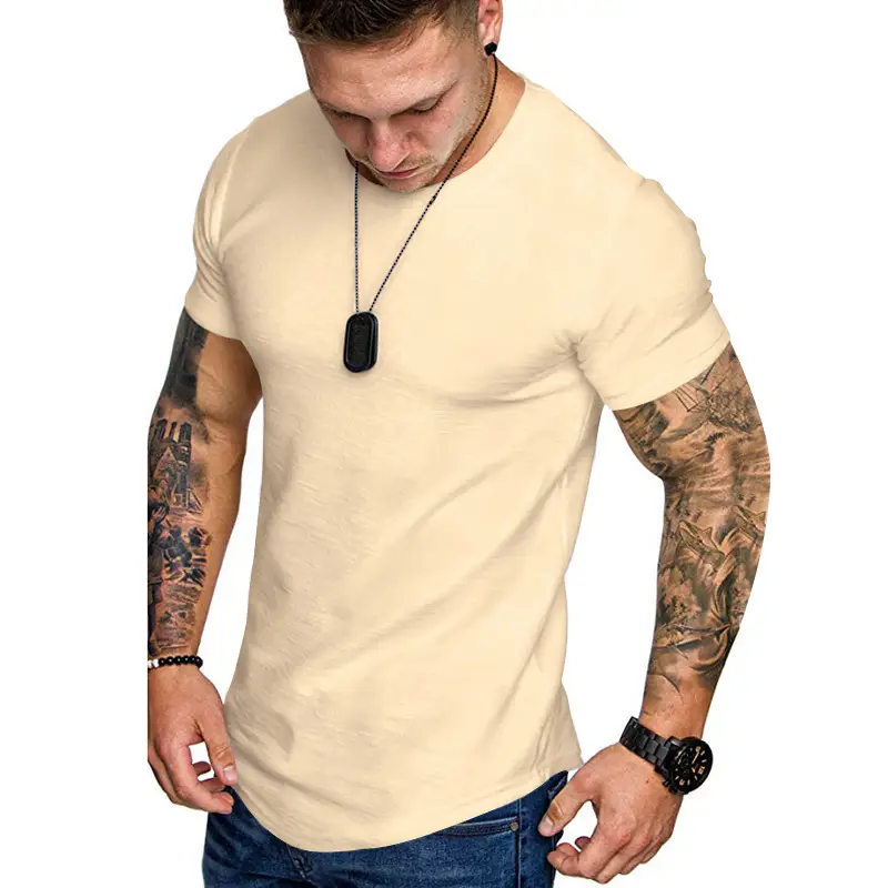 Men Grey Slim Fit T-Shirt Round Neck Short Sleeve - Image 4