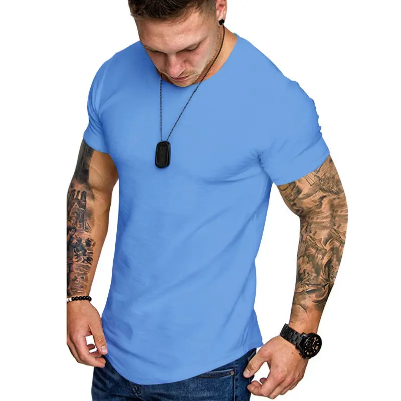 Men Grey Slim Fit T-Shirt Round Neck Short Sleeve - Image 6
