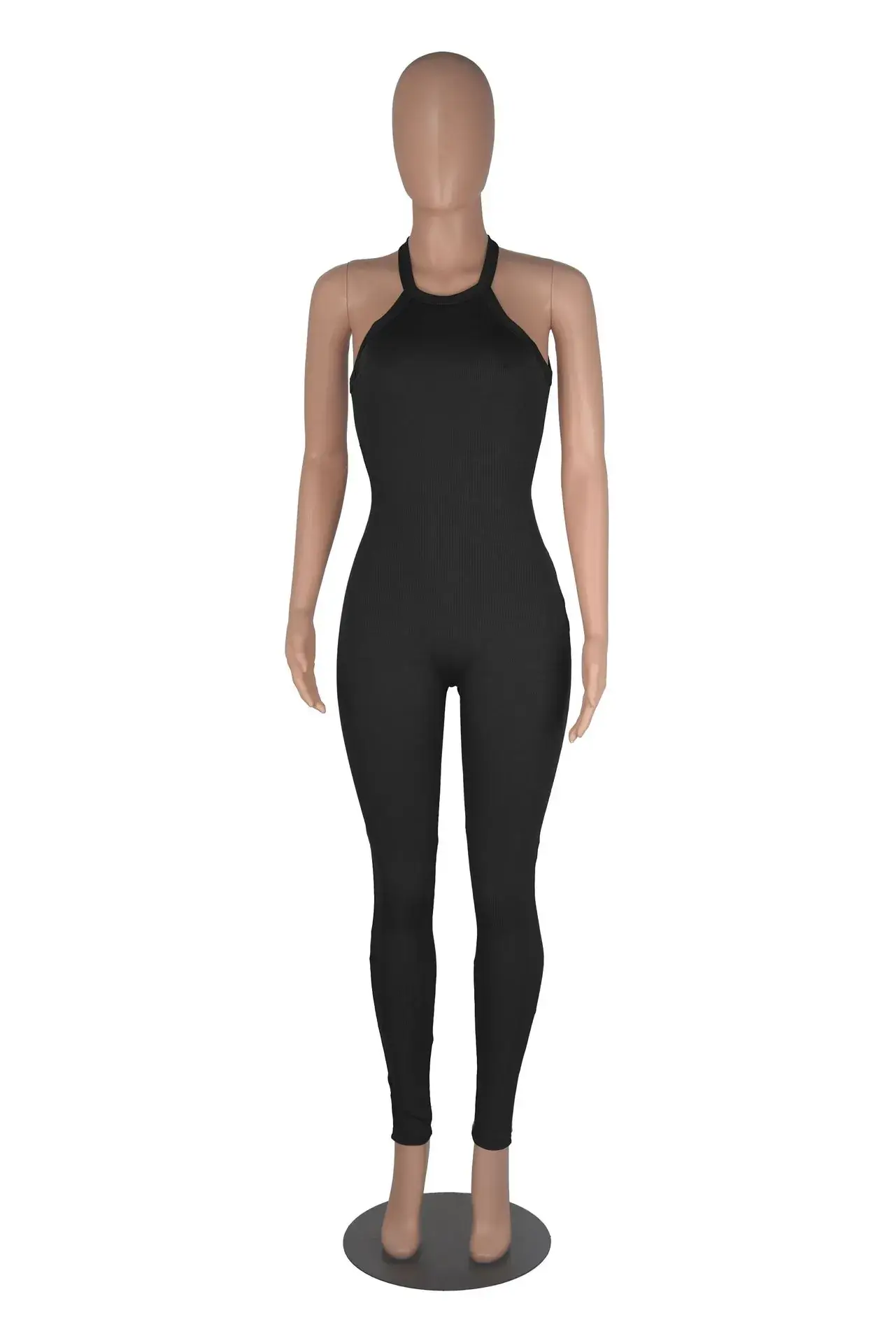 Women's 2023 Cross-border Sling High Waist Sports Jumpsuit Solid Brown — feature 24