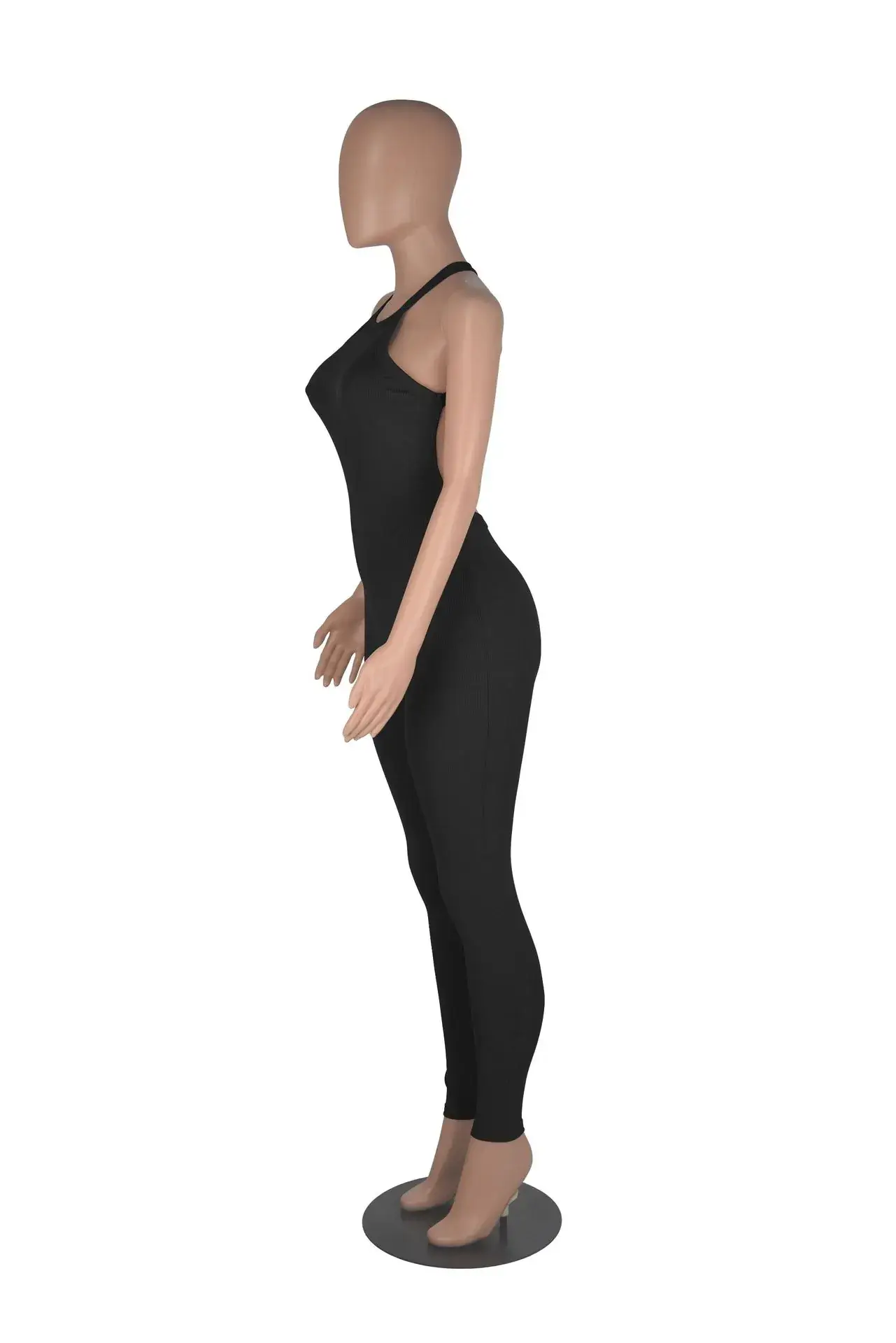 Women's 2023 Cross-border Sling High Waist Sports Jumpsuit Solid Brown — feature 25