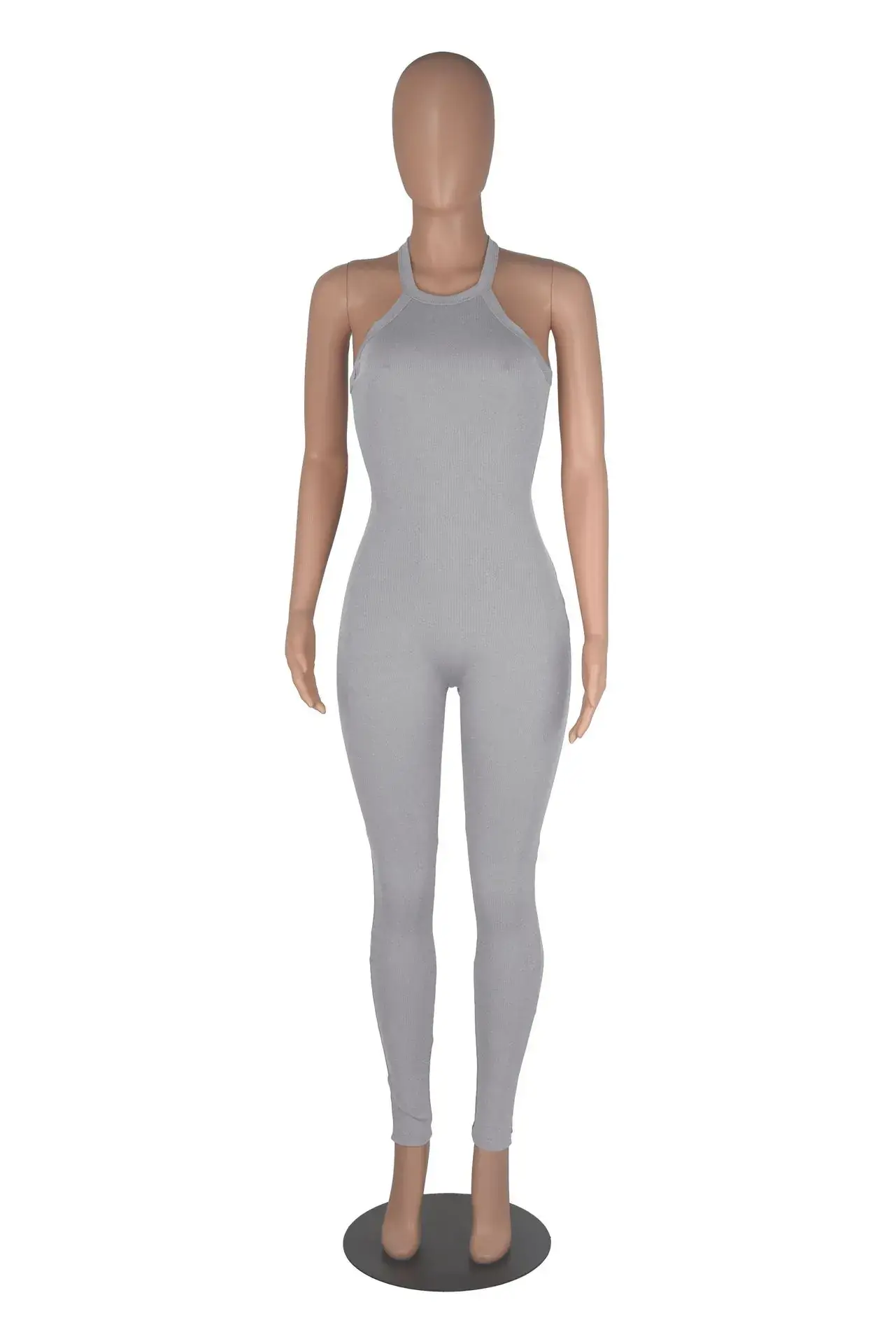 Women's 2023 Cross-border Sling High Waist Sports Jumpsuit Solid Brown — feature 27
