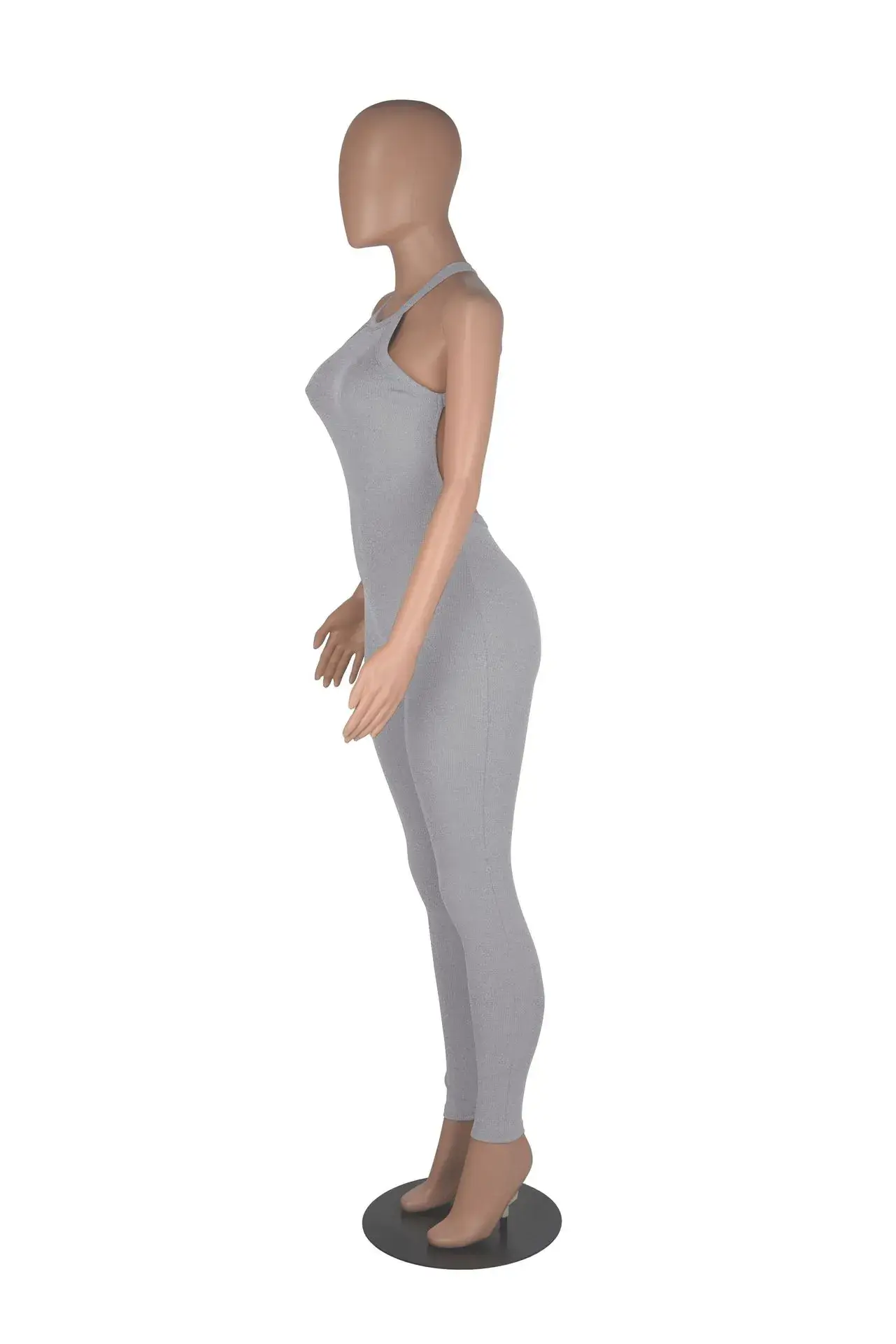 Women's 2023 Cross-border Sling High Waist Sports Jumpsuit Solid Brown — feature 28