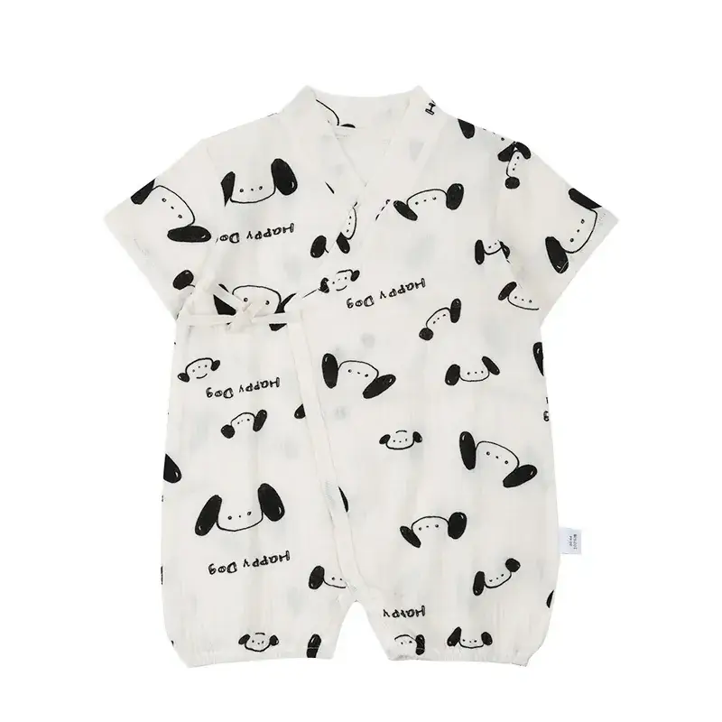 Baby Gauze Cotton Tie-Front Romper Newborn All-Cotton Diagonal Placket - Image 8