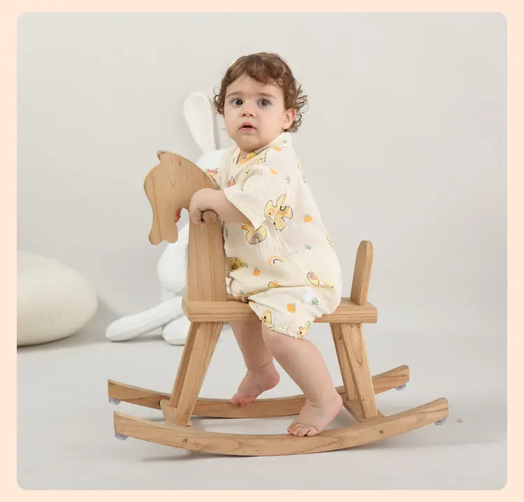Baby Gauze Cotton Tie-Front Romper Newborn All-Cotton Diagonal Placket — feature 10