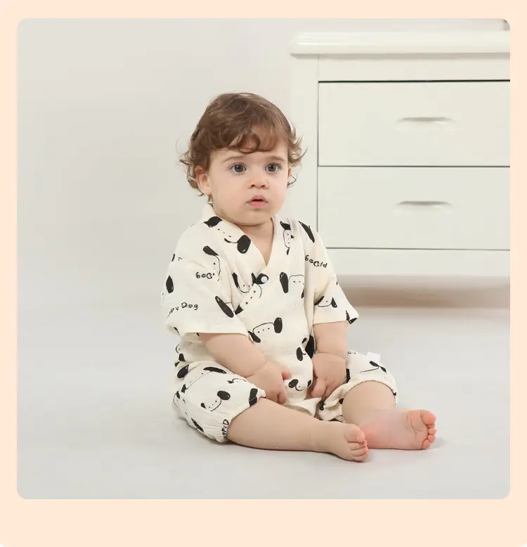 Baby Gauze Cotton Tie-Front Romper Newborn All-Cotton Diagonal Placket — feature 12