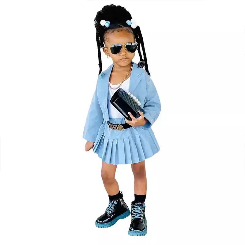 Young Girl Pink Skirted Jacket & Boots Set