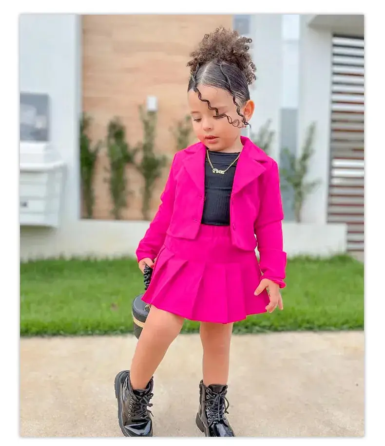 Young Girl Pink Skirted Jacket & Boots Set — feature 12