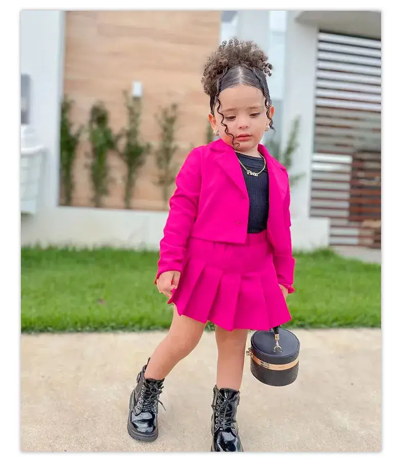 Young Girl Pink Skirted Jacket & Boots Set — feature 13