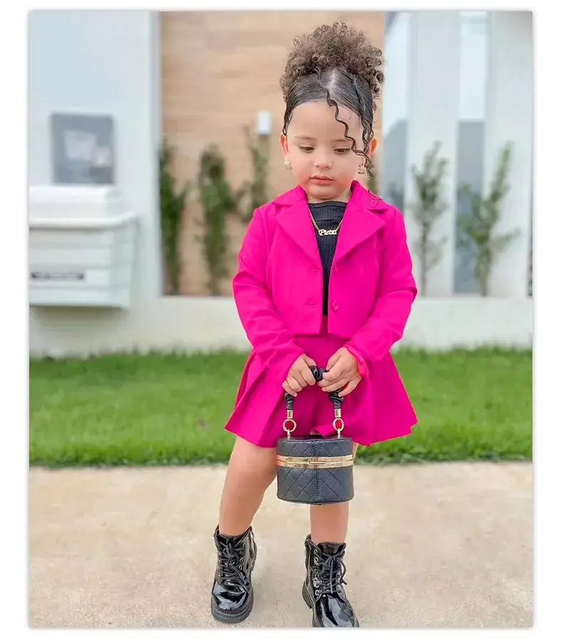 Young Girl Pink Skirted Jacket & Boots Set — feature 14