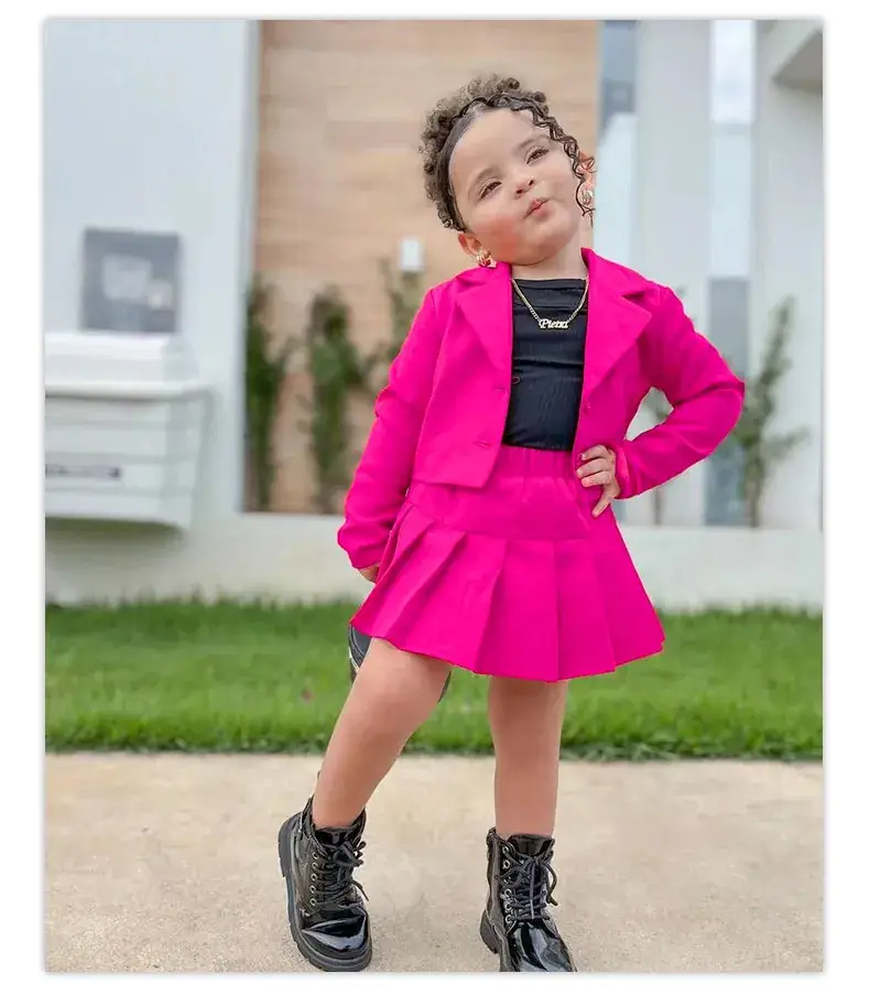 Young Girl Pink Skirted Jacket & Boots Set — feature 15