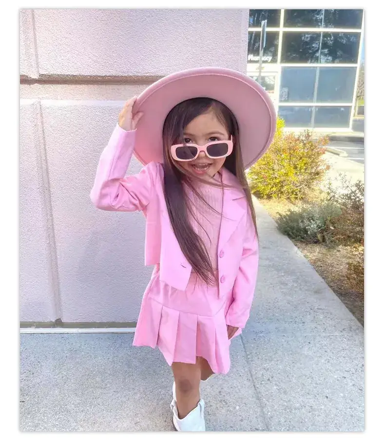 Young Girl Pink Skirted Jacket & Boots Set — feature 20