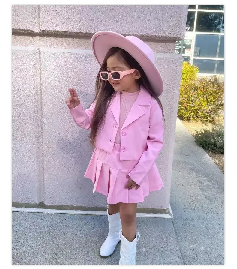 Young Girl Pink Skirted Jacket & Boots Set — feature 21